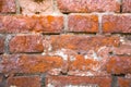 Real ancient red brick wall.