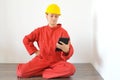 Real architect holding tablet while planing house renovation Royalty Free Stock Photo