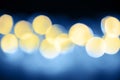 Real bokeh lens background - festive golden lights defocus backdrop