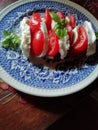 Caprese salad in Italy with real buffala mozzarella