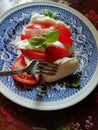 Real tricolore Caprese salad in Italy with real buffala mozzarella