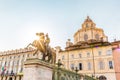 Real Chiesa di San Lorenzo and bronze Statue of Castor, in Turin