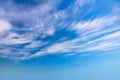 Real clear day sky - real blue sky during daytime with white light clouds Freedom and peace. Cloudscape blue sky Royalty Free Stock Photo