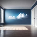 Real cloud in an empty room - ai generated image Royalty Free Stock Photo