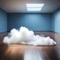 Real cloud in an empty room - ai generated image Royalty Free Stock Photo