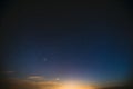 Real Colorful Night Sunset Sunrise Sky Stars. Night Starry Sky With Glowing Stars. Starry Backdrop Background