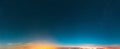 Real Colorful Night Sunset Sunrise Sky Stars. Night Starry Sky With Glowing Stars. Starry Backdrop Background. Panorama