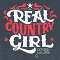 Real country girl t-shirt hand-lettering design