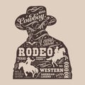 Real cowboy vintage flyer monochrome Royalty Free Stock Photo