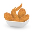 Real 3d fried chicken in a bowl on white background