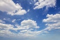 Real day sky - rnatural blue sky during daytime with white light clouds Freedom and peace. Cloudscape blue sky Royalty Free Stock Photo