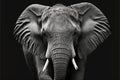 real Elephant head- black and white Elephant, AI generated Royalty Free Stock Photo