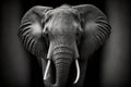 real Elephant head- black and white Elephant, AI generated Royalty Free Stock Photo