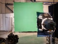 Real empty green screen film/photo studio