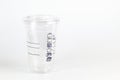 Real empty Plastic clear cup with flat lid and checkbox for mark detail on side