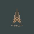 Real Estate Abstract Geometry Vector Sign, Symbol or Logo Template. Premium Line Style Building Concept. Minimalistic