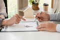 Real estate agent broker with home insurance forms In order for the customer to sign the contract according to the agreement