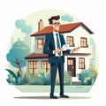 Real estate agent, real estate business Business concept. Vector illustration in flat style Royalty Free Stock Photo