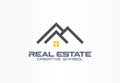 Real estate agent creative symbol concept. Roof and light on window, home, build abstract business logo idea. Rent house