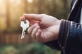 Real estate agent holds key. Generate Ai