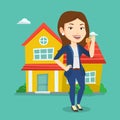 Real estate agent with key vector illustration.