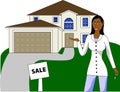 A real estate agent with keys advertising a house Royalty Free Stock Photo
