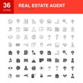 Real Estate Agent Line Web Glyph Icons Royalty Free Stock Photo