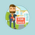 Real estate agent offering house. Royalty Free Stock Photo