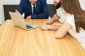 Real estate agent shows a young couple a new home. family buys housing Royalty Free Stock Photo