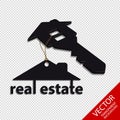 Real Estate - Architecture House And Key Concept - Hanging Vector Logo - Isolated On Transparent Background Royalty Free Stock Photo