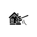 Real estate auction black icon concept. Real estate auction flat vector symbol, sign, illustration. Royalty Free Stock Photo