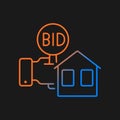 Real estate auction gradient vector icon for dark theme Royalty Free Stock Photo
