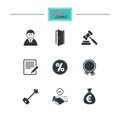 Real estate, auction icons. Home key sign. Royalty Free Stock Photo