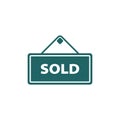 Real estate banner icon in flat style. Sale label vector illustration on isolated background. Sold sign business concept