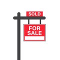 Real estate banner icon in flat style. Sale label vector illustration on isolated background. Sold sign business concept