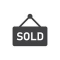 Real estate banner icon in flat style. Sale label vector illustration on isolated background. Sold sign business concept