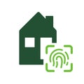 Real Estate with Biometric Identification Technology by Finger Print Silhouette Icon. Smart Home with Fingerprint Glyph