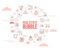 Real estate bubble concept with icon set template banner and circle round shape