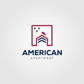 Real estate building house mortgage logo vector illustration design, american flag symbol logo design Royalty Free Stock Photo