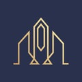 Real estate building luxury gold Logo Line vector