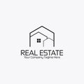 Real estate logo black white style flat design