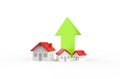 Real estate business growth with green arrow. 3D Illustration Royalty Free Stock Photo