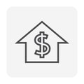 House price or value vector icon design. 64x64 pixel. Royalty Free Stock Photo