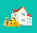 Real estate business money income vector concept or house building expensive taxes idea flat cartoon illustration, home