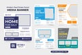 Real estate business social media post set vector with purple and blue colors. Home selling service web banner collection for Royalty Free Stock Photo