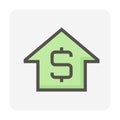 House price or value vector icon design. 48X48 pixel perfect and editable stroke Royalty Free Stock Photo