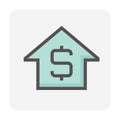 House price or value vector icon design. 48X48 pixel perfect and editable stroke Royalty Free Stock Photo