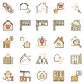 Real Estate colored icons. Vector collection of house signs Royalty Free Stock Photo