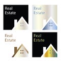 Real estate company logos - four vector set - house logo template Royalty Free Stock Photo