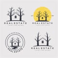 Real estate company minimalist vintage logo collection vector illustration design. house, tree, home, cottage, lodge bundle logo Royalty Free Stock Photo